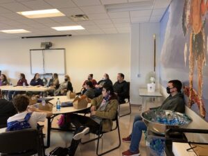 Classroom of adults wearing face masks
