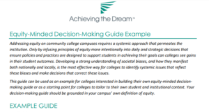equity minded decision making guide example