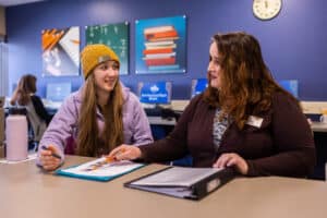 A Northwood Technical College student receives personal attention from a faculty member. The family atmosphere helped inform the college’s new strategic plan and mission statement that have helped to unify its four campuses. 